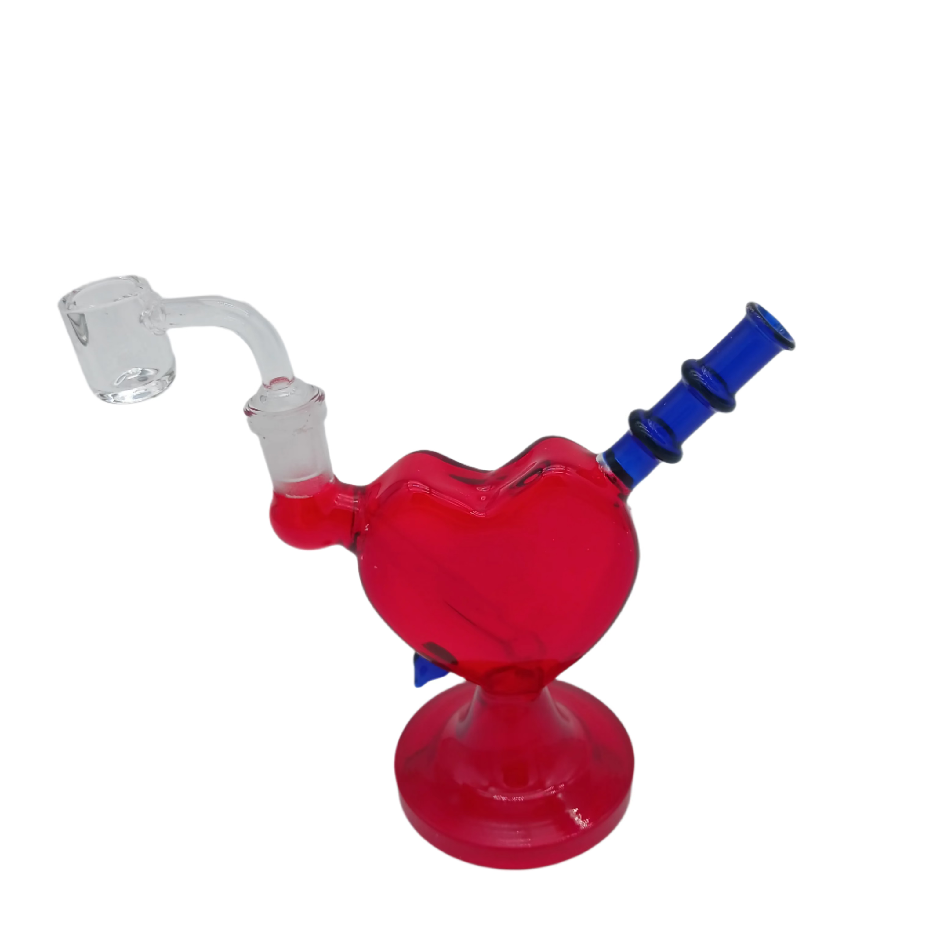 6-inch standing dab rig water pipe with heart design and 14mm male banger