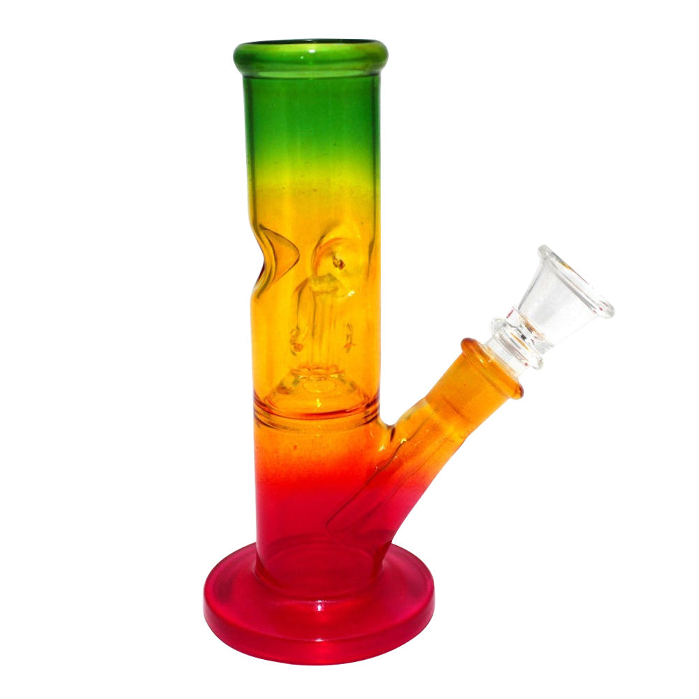 6" Rasta Color Flat Bottom Dome Percolator Single Slide Bowl Water Pipe G-G