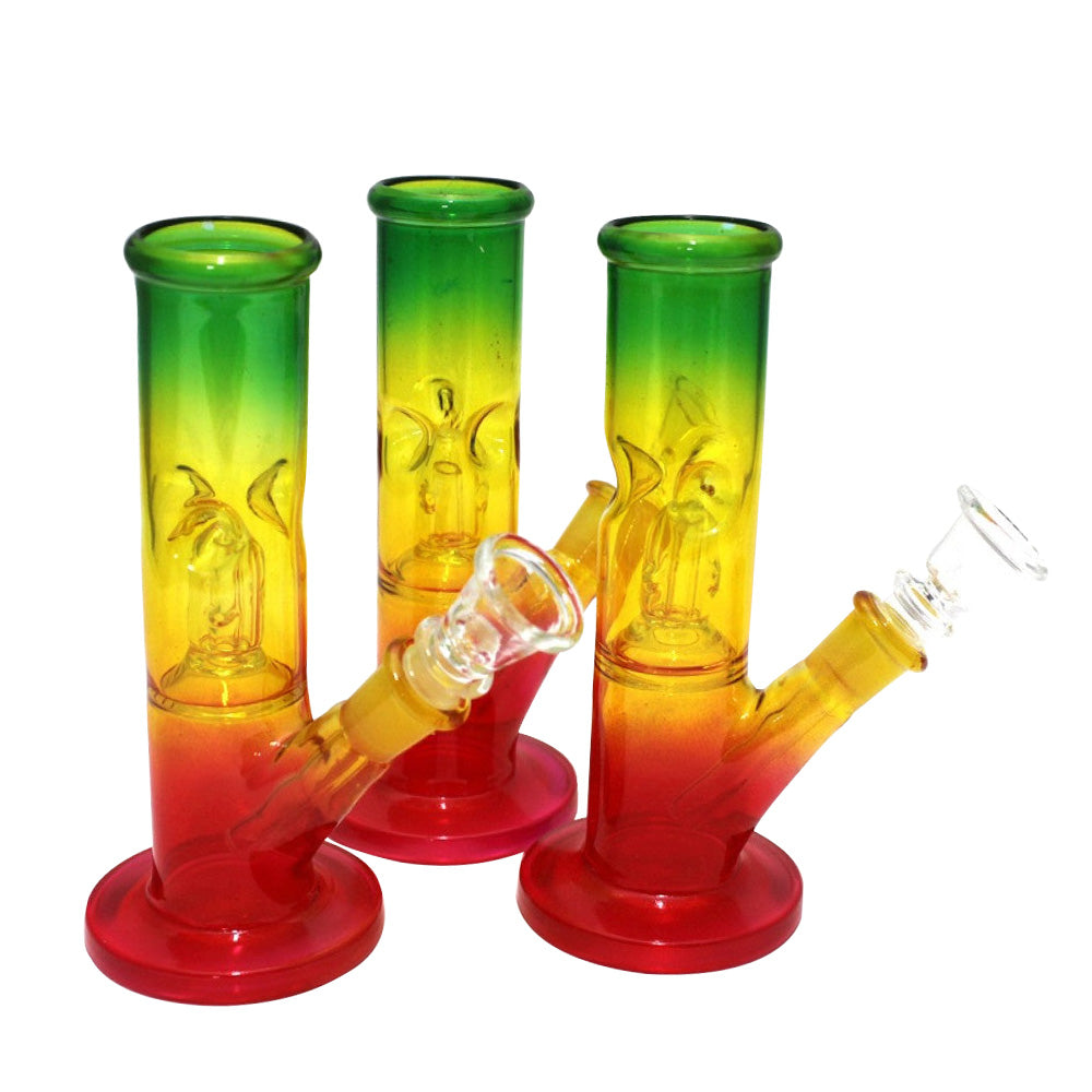 6" Rasta Color Flat Bottom Dome Percolator Single Slide Bowl Water Pipe G-G
