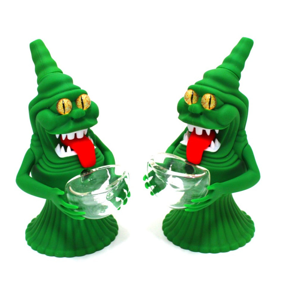 6" Silicone Monster Character Design Green Color Water Pipe