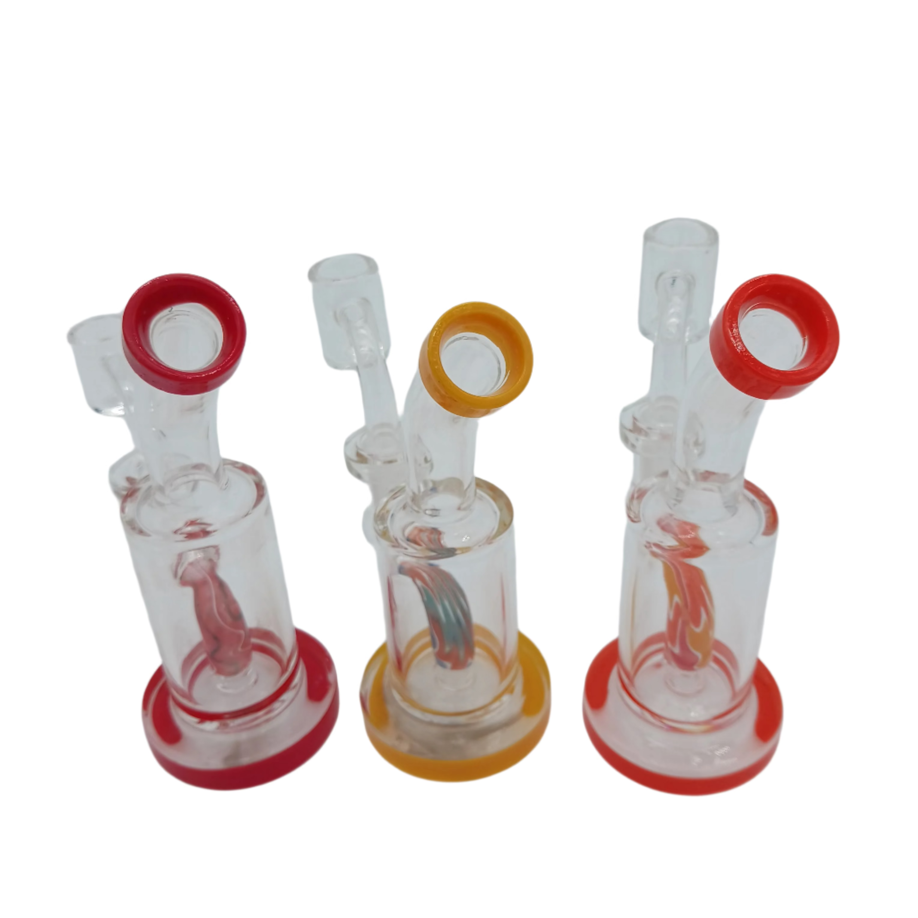 6-inch small tube dab rig water pipe with colorful design and 14mm male banger
