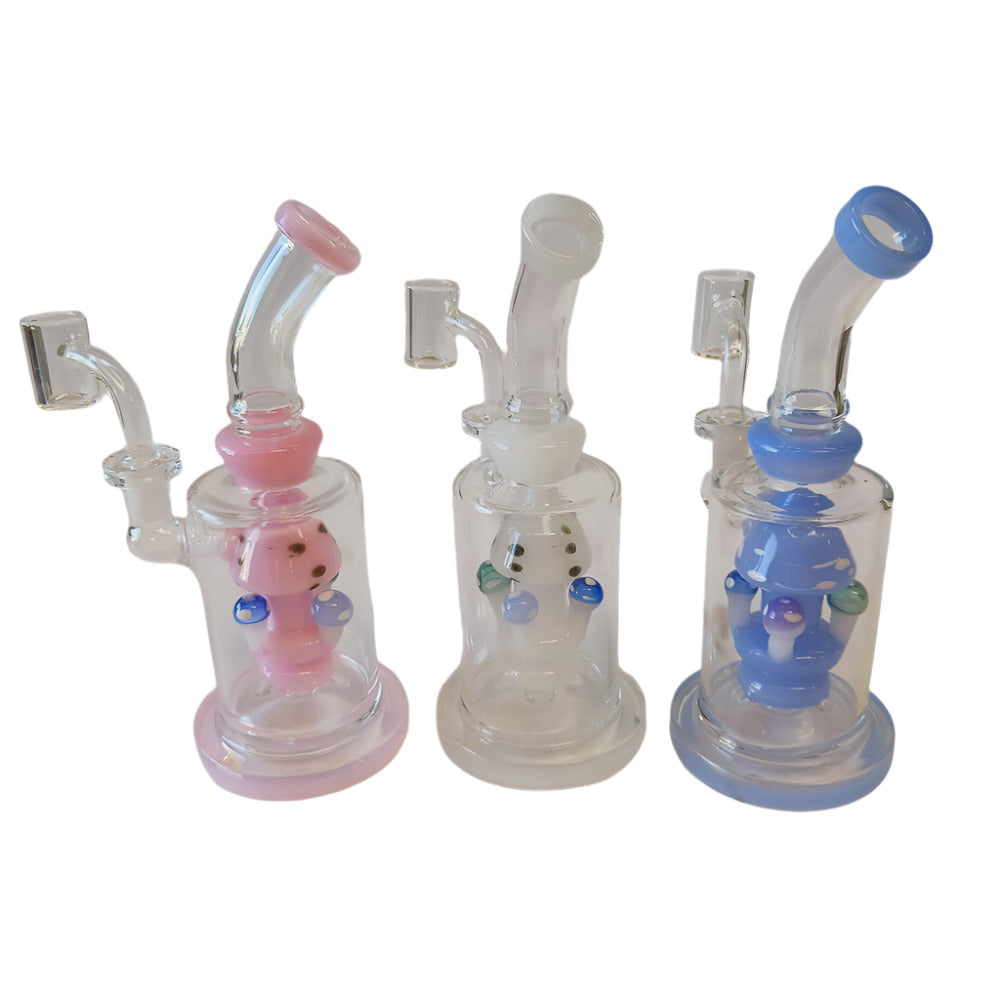 7.5" Bent Mushroom Design Dab Rig Water Pipe With 14mm Male Banger