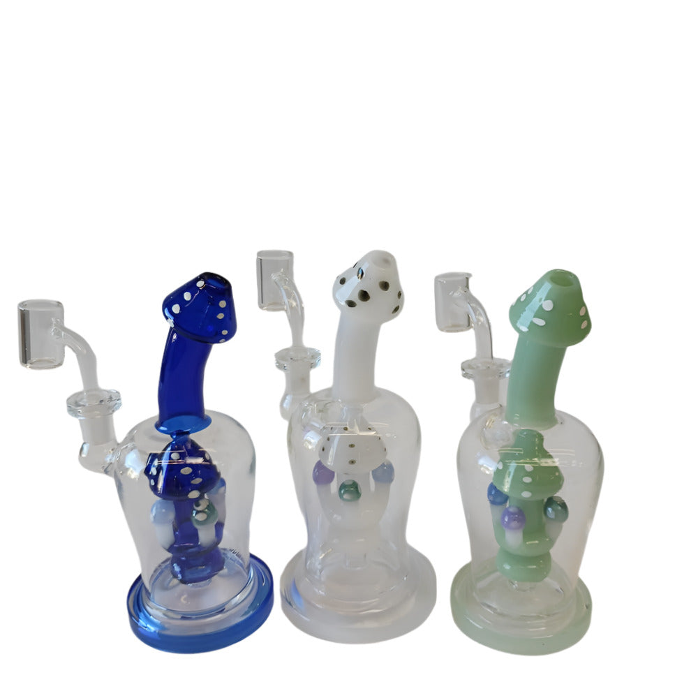 7" Fancy Mushroom Design Dab Rig Water Pipe With 14mm Male Banger