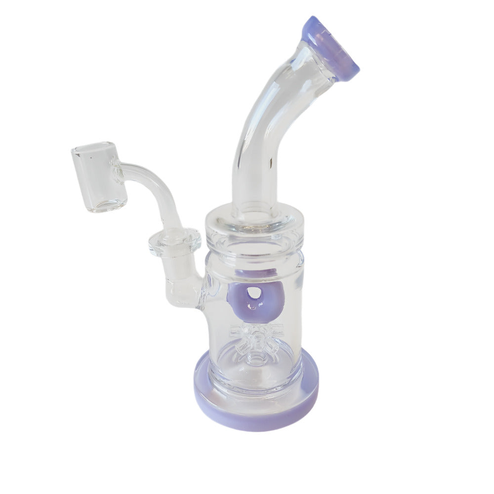 7" Flat Bottom Percolator Tube Color Dab Rig Water Pipe With 14 MM Male Banger