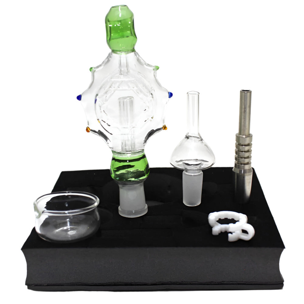 7" Turtle Design Glass Straw Kit - 14mm