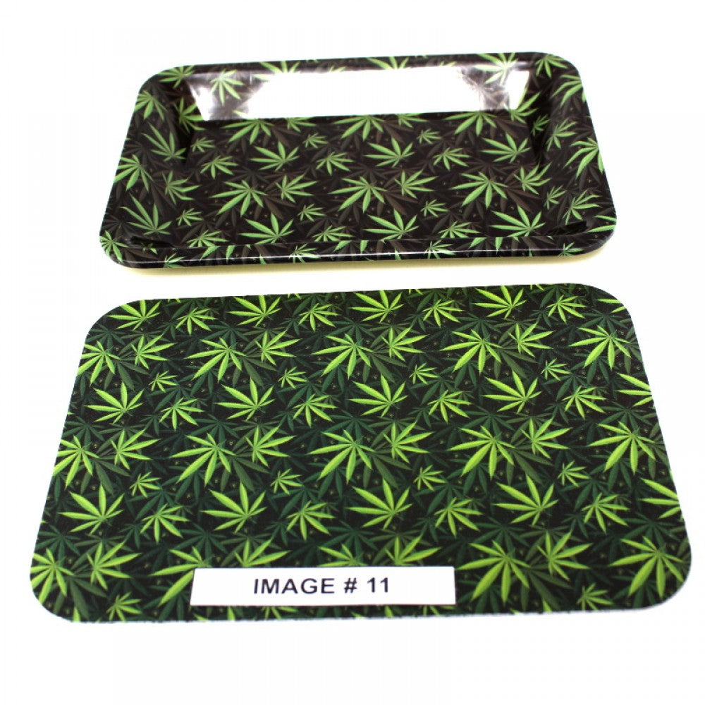 Two Part Art Metal Rolling Tray with Magnetic Lid