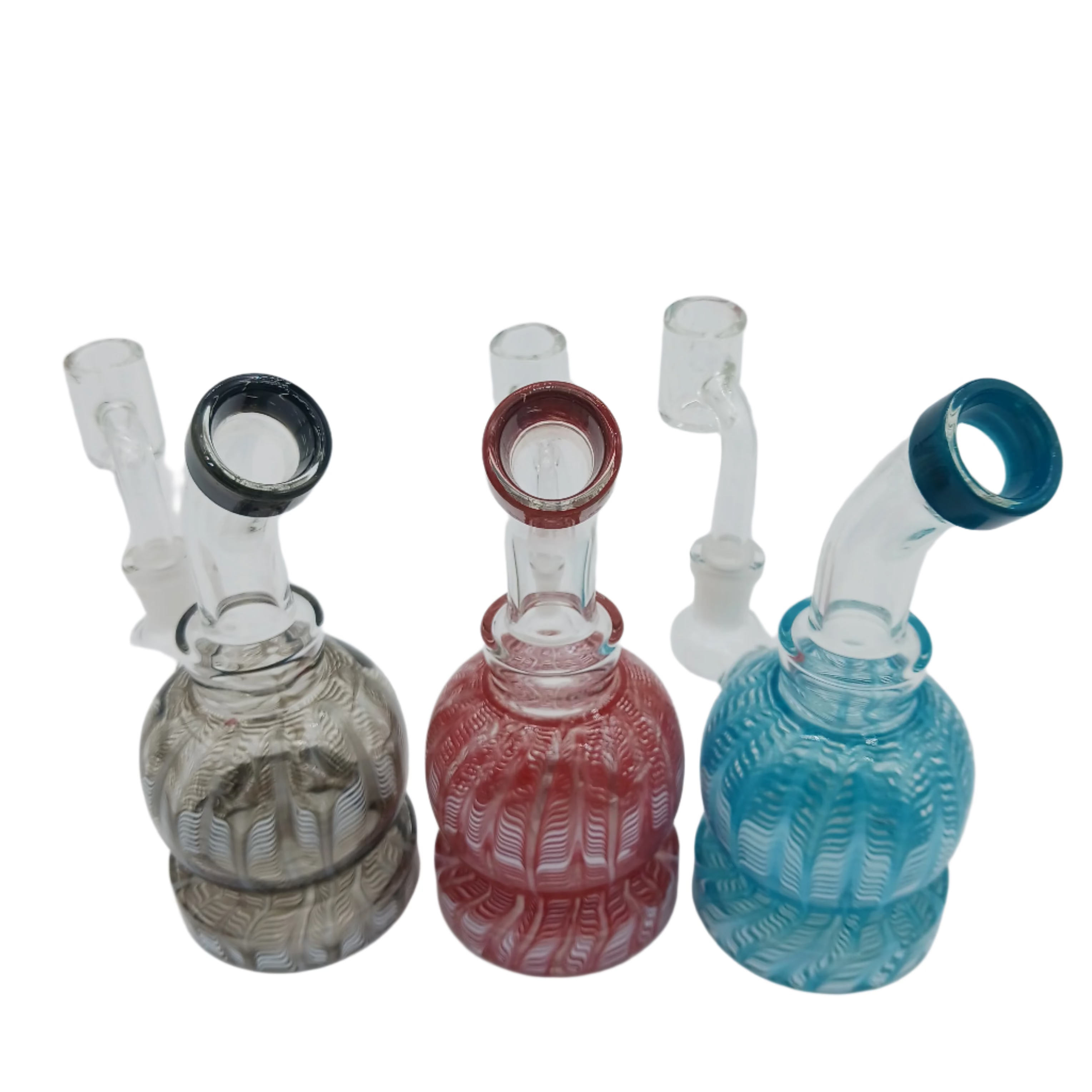 7-inch colorful fancy design dab rig water pipe with 14mm male banger
