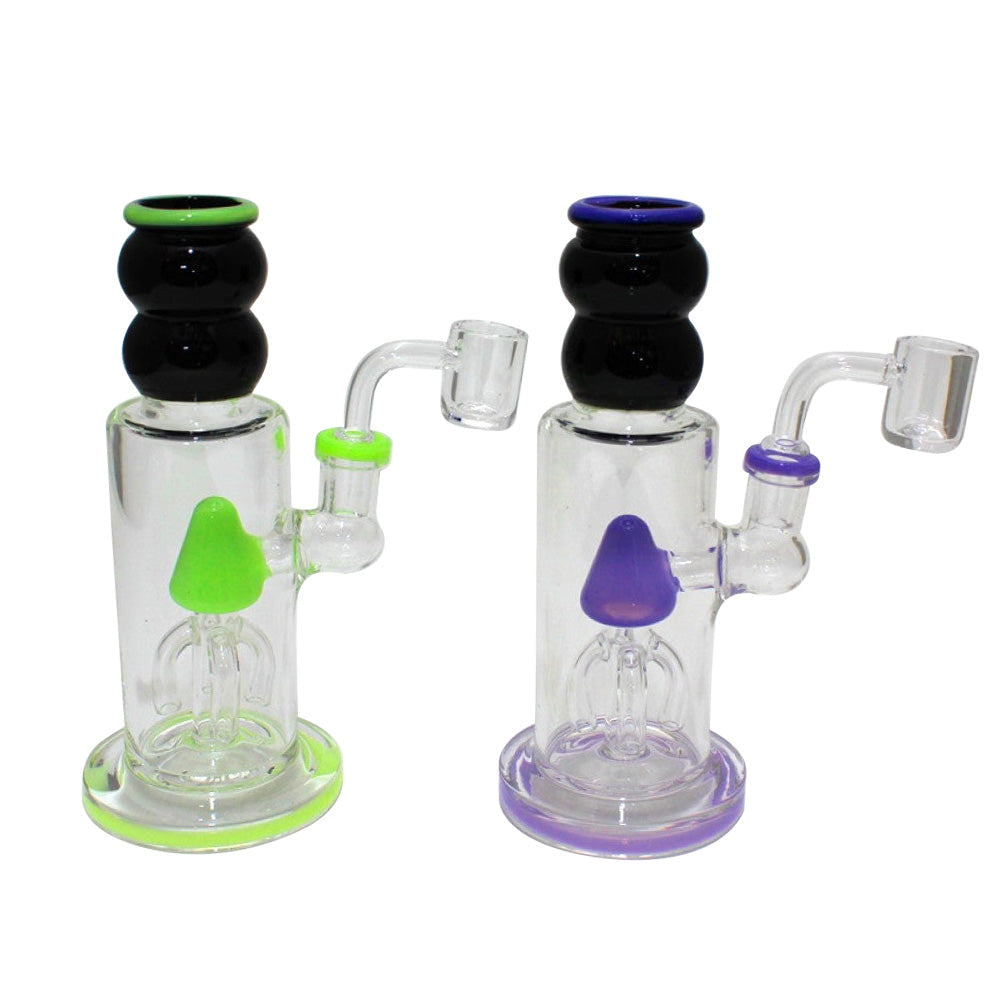 7'' Flat Bottom Black Tube Color Dab Rig Water Pipe With 14 MM Male Banger