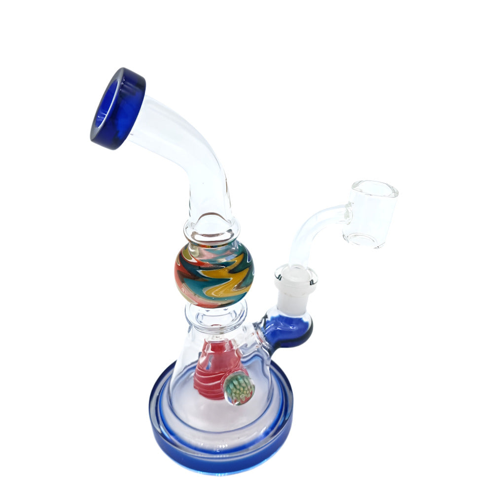 7'' Flat Bottom Tube Color Dab Rig Water Pipe With 14 MM Male Banger