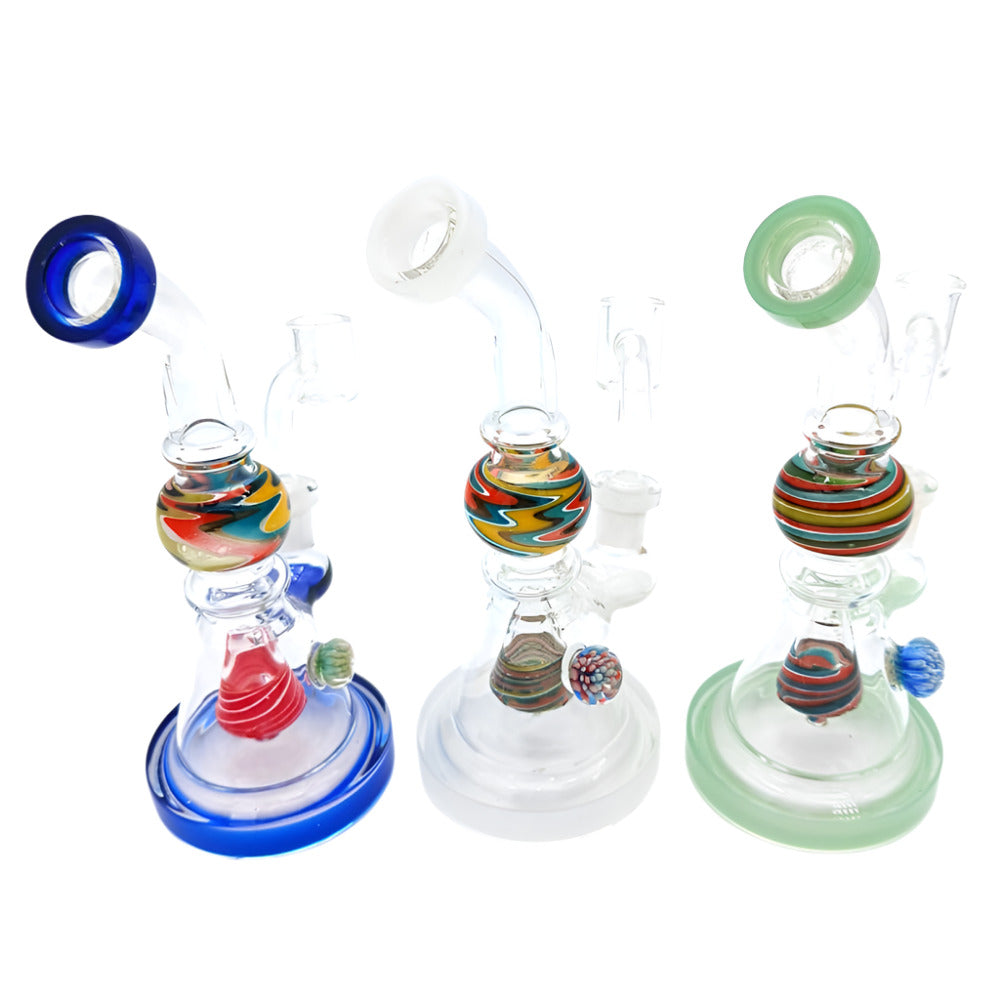7-inch flat bottom tube color dab rig water pipe with 14mm male banger