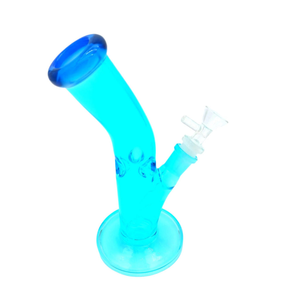 8 Solid Color Bend Design Flat Bottom Water Pipe G-G