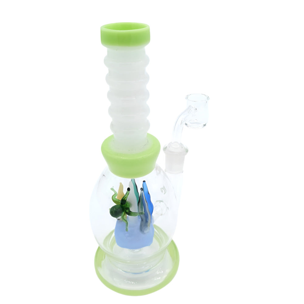 8" Spider Design Ribbed  Dab Rig Water Pipe with 14mm Male Banger