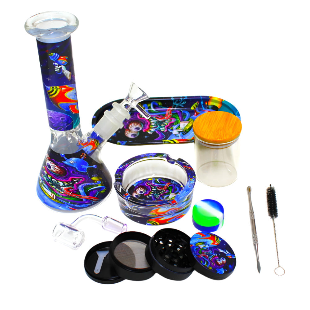 8-inch water pipe with 8-in-1 smoke set for smoking and dabbing