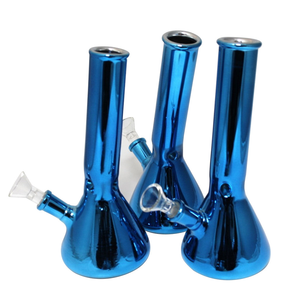 8'' Beaker Solid Blue Color Water Pipe With Single Down Stem