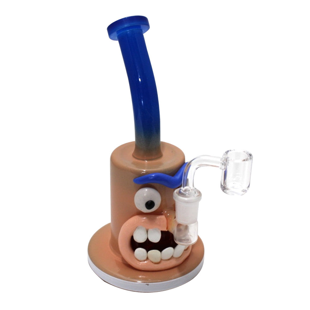 8'' Blue/Orange Color Monster Design Hand Made Art Dab Rig Water Pipe With 14 MM Male Banger