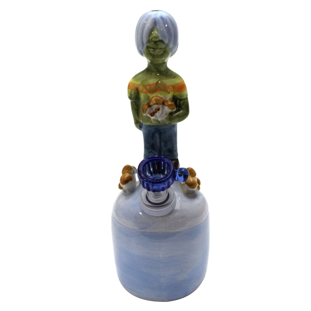 8'' Ceramic Art Design Water Pipe With 14 MM Male Bowl Glass On Glass