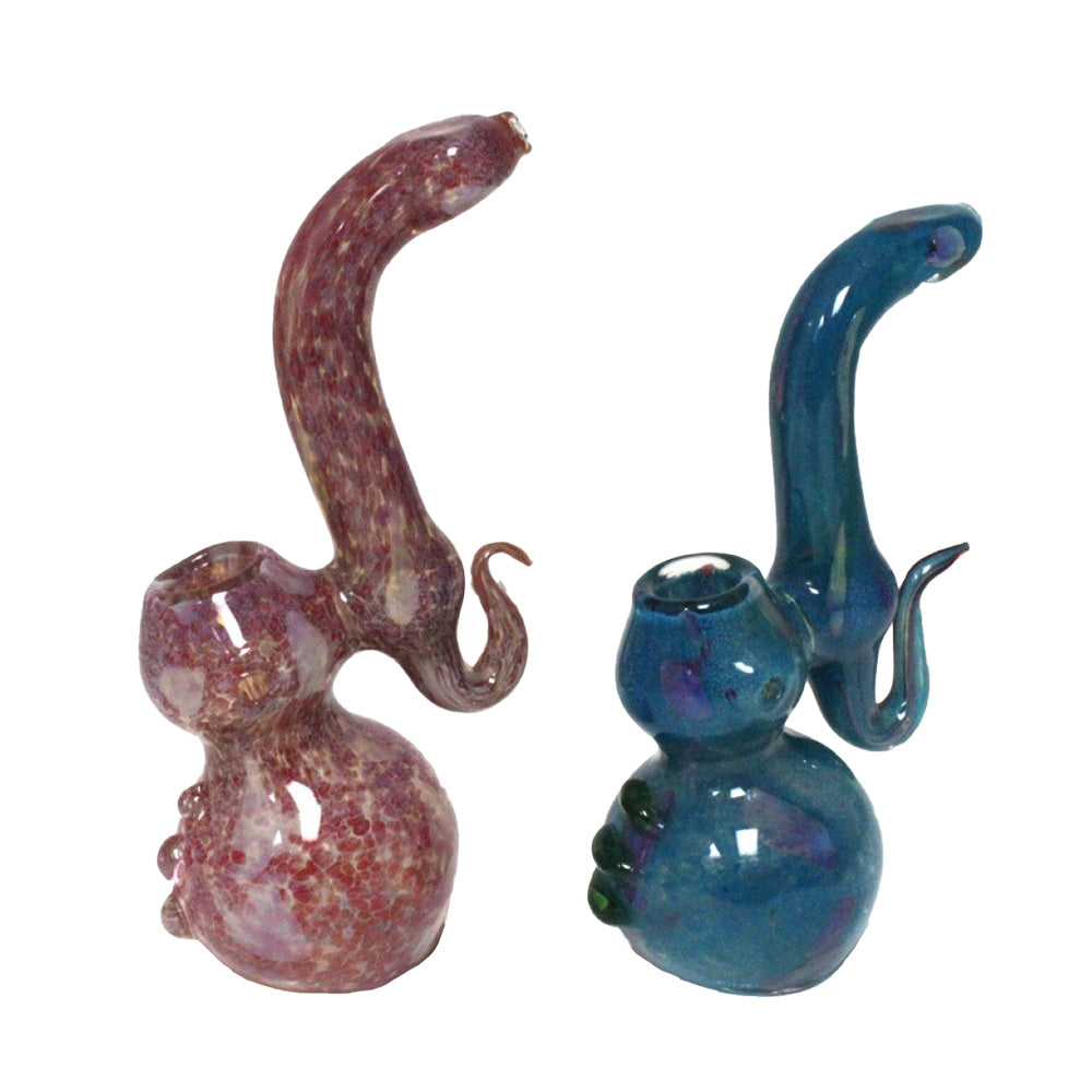 8'' Hook Design Blue/Purple Color Sherlock Style Heavy Duty Glass Bubbler Large Size
