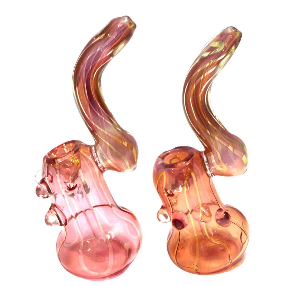 8-inch large pink cubed design heavy-duty glass bubbler
