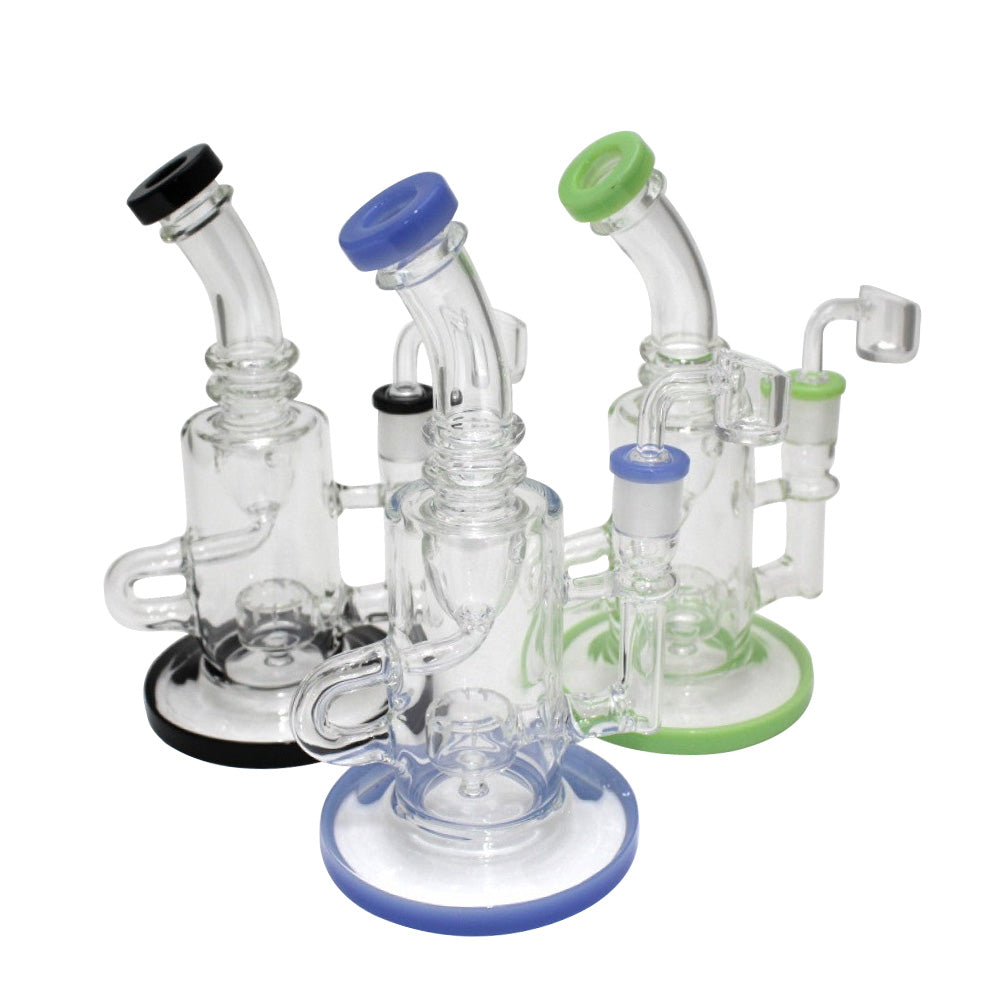 8'' Recycle Handle Design Tube Color Dab Rig Water Pipe With 14 MM Male Banger