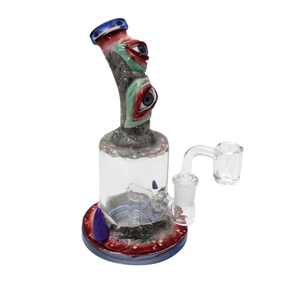 8'' Two Eye Monster Design Hand Made Art Dab Rig Water Pipe With 14 MM Male Banger