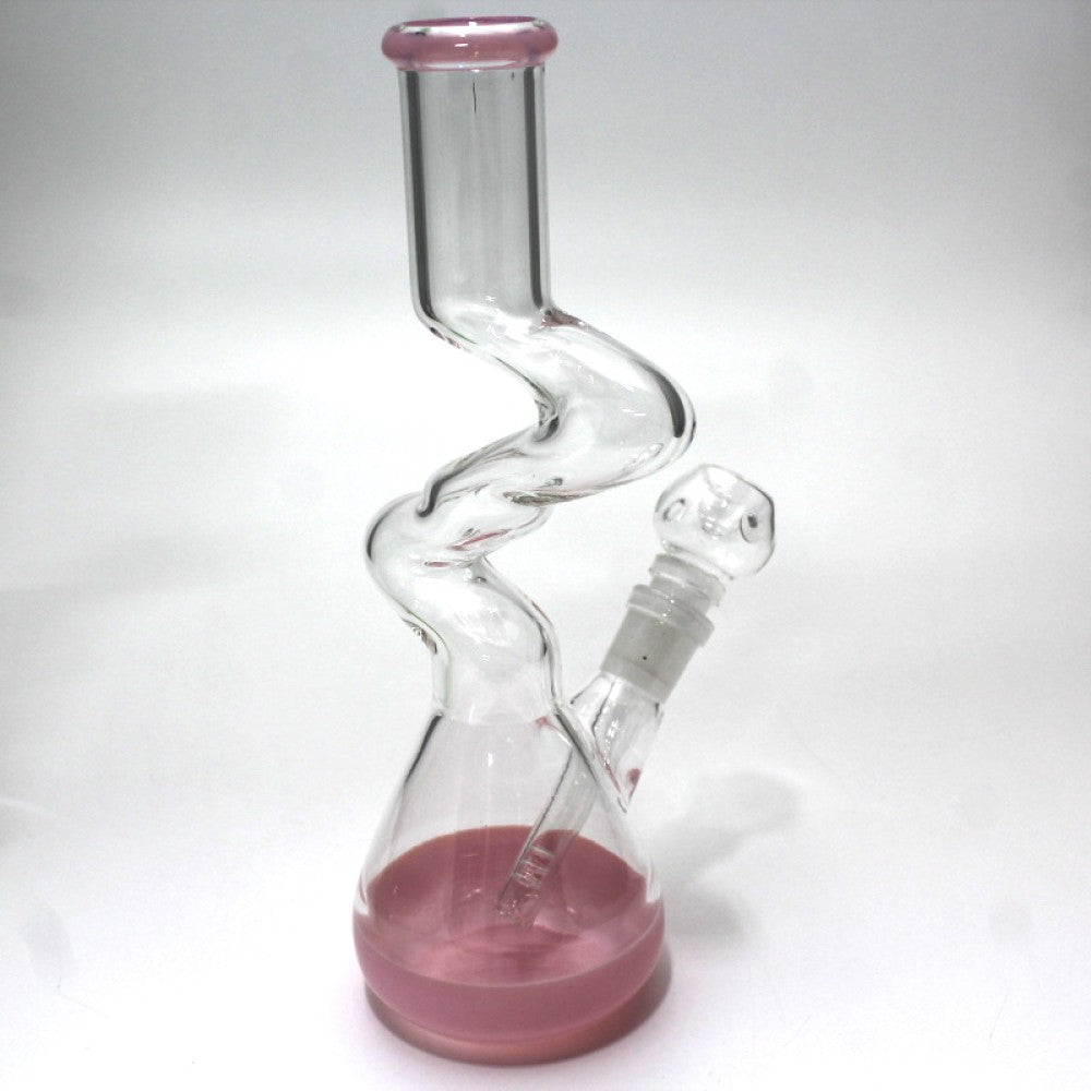 9.5'' Beaker Base Zig Zag Tube Color Water Pipe With 14 MM Male Bowl G-G