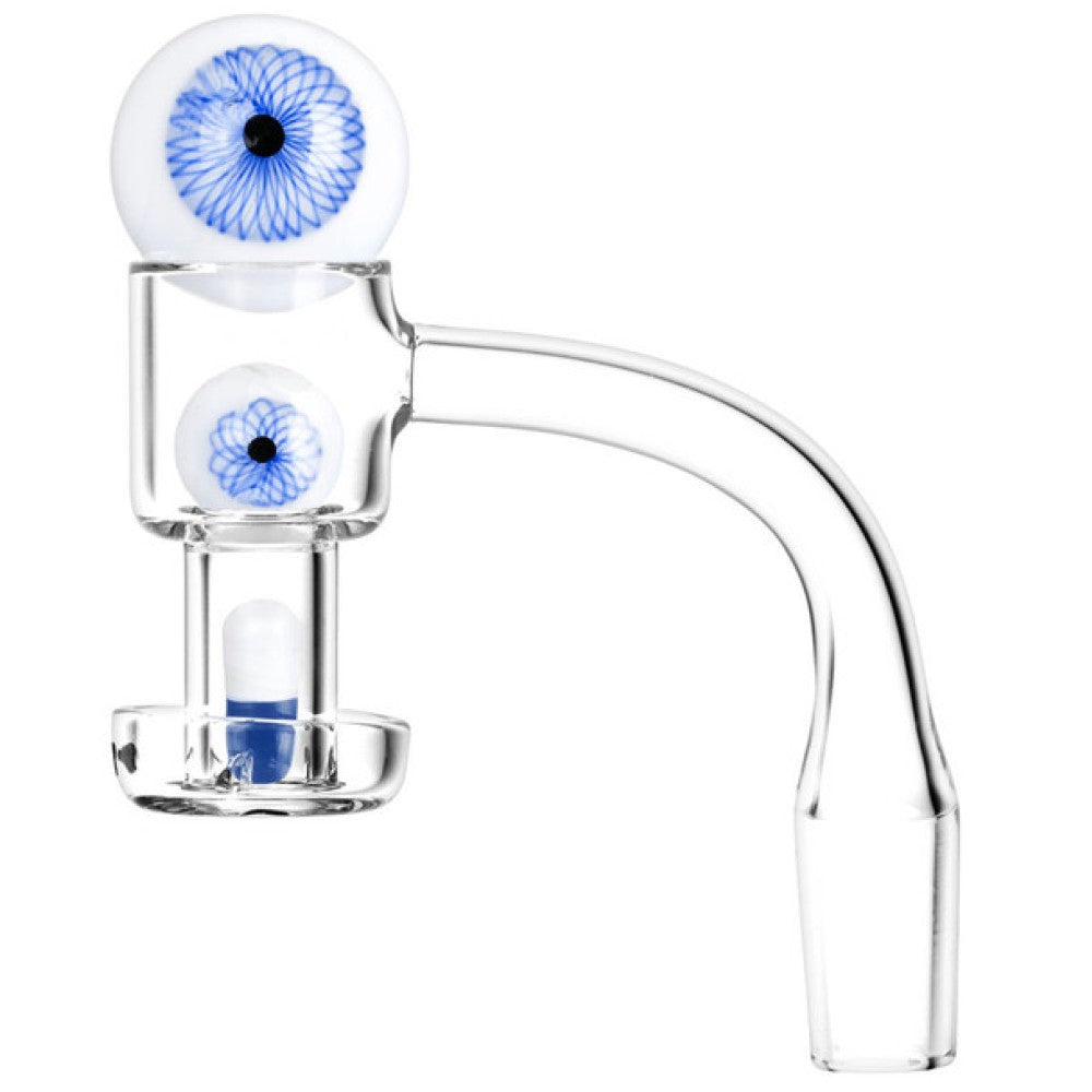 90 degree terp slurper quartz banger 14MM male with eyeball design marble carb cap set for smooth airflow and vapor performance.