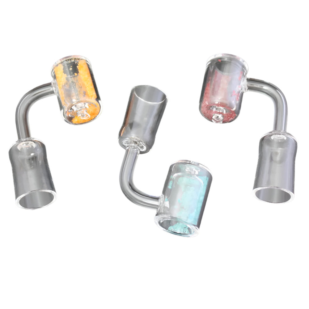 Quartz banger with colored sand, 90° bend, 18mm female connector