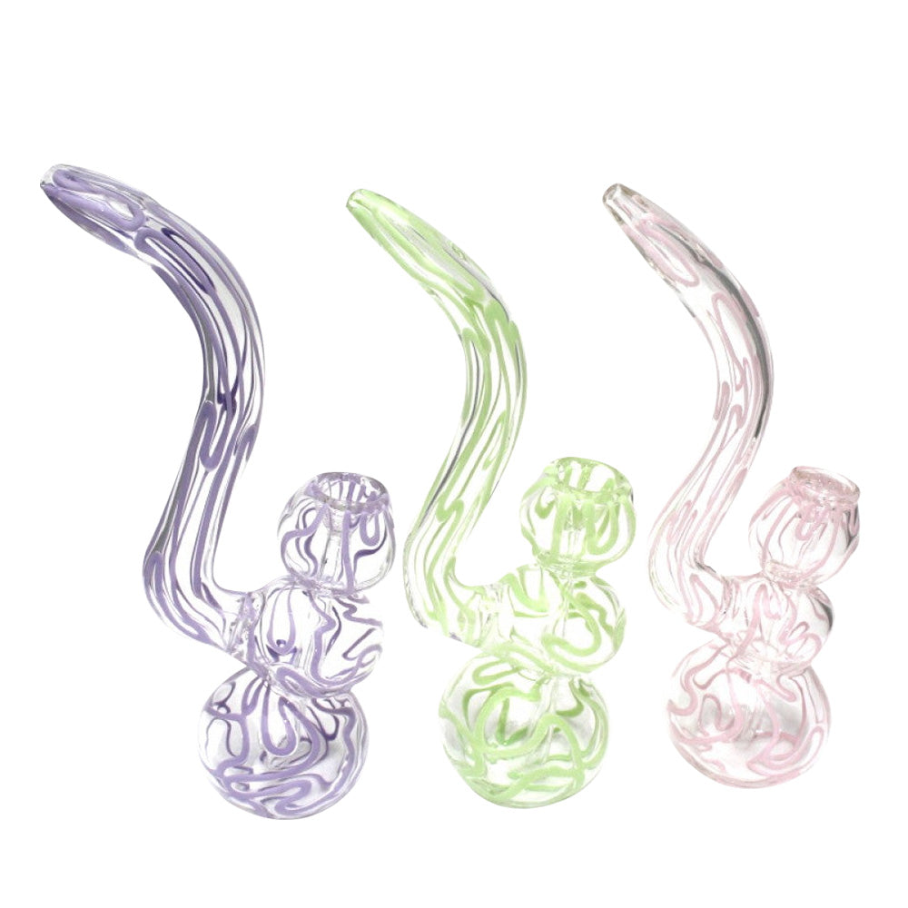 9'' Clear With Color Sherlock Style Bubbler Large Size