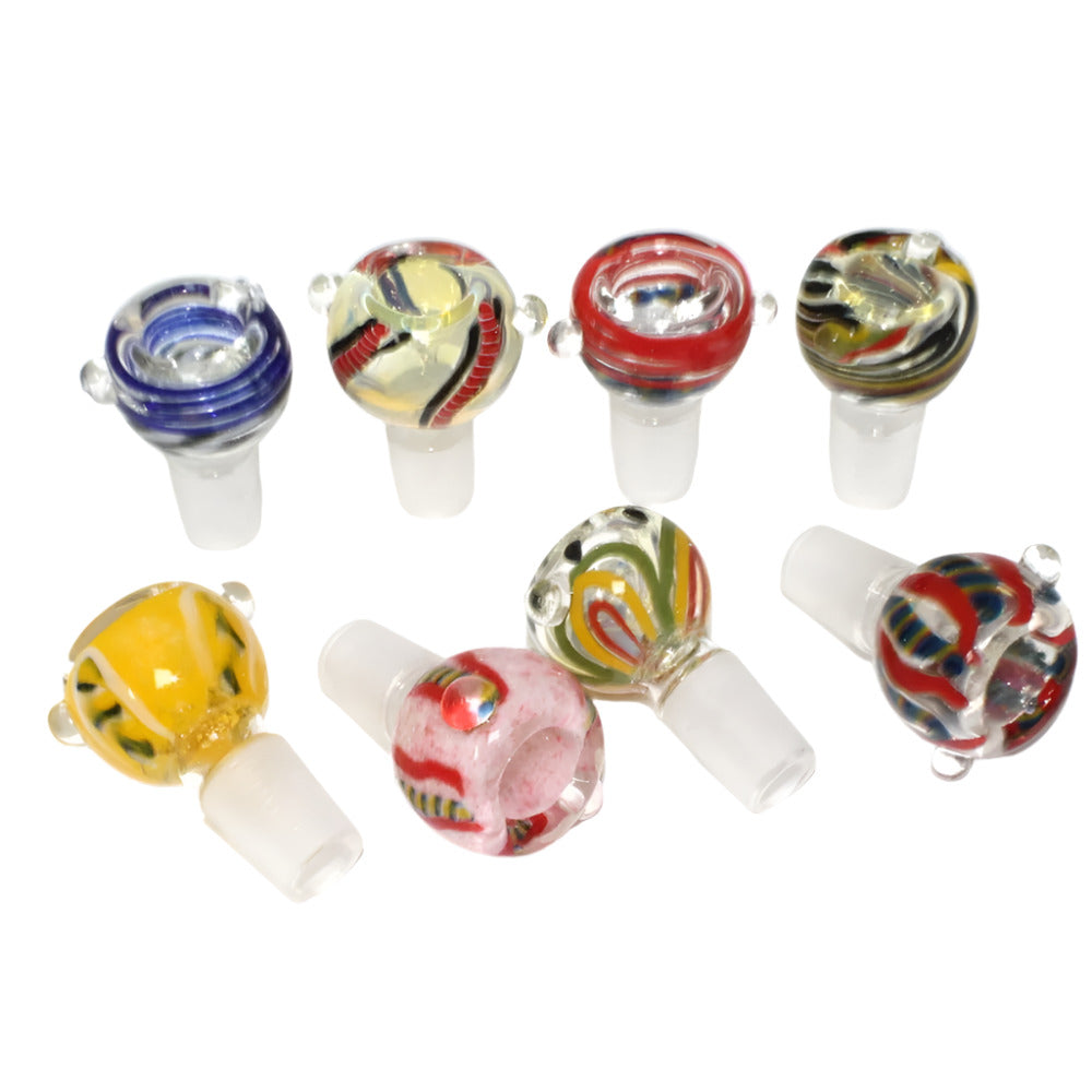 Artistic color glass bowl, 18mm male joint, glass-on-glass (G-G) connection