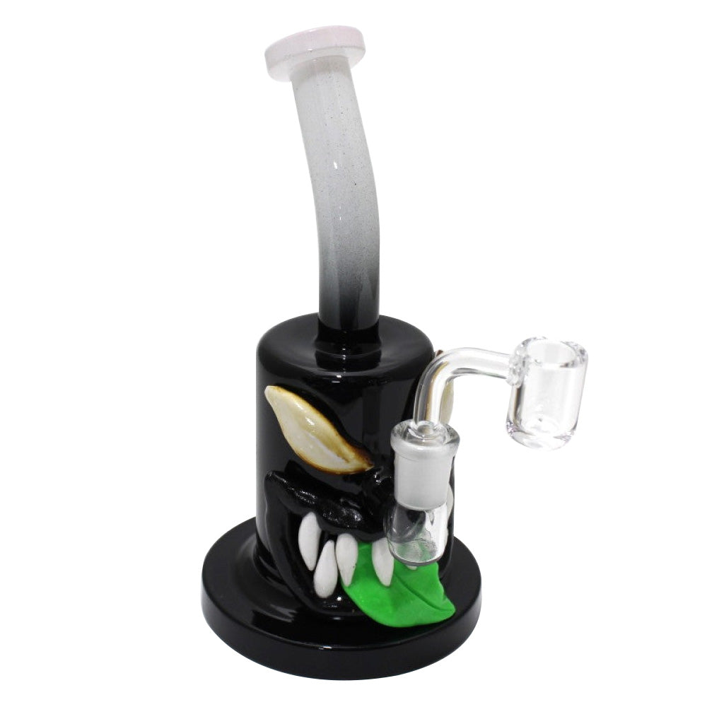 8'' Green Tongue With Teeth Monster Design Hand Made Art Dab Rig Water Pipe With 14 MM Male Banger