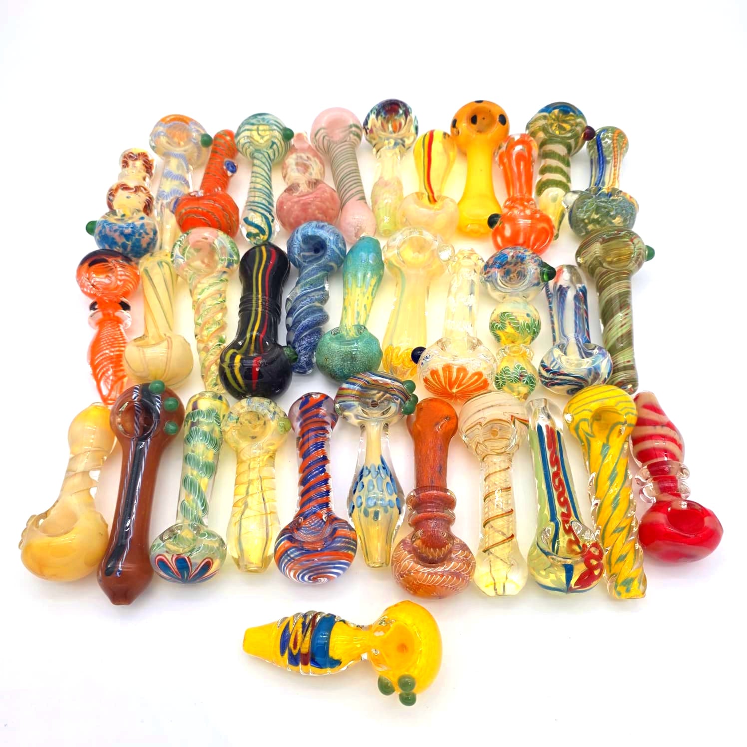 Mixed And Match Mix Color Glass Hand Pipe 35 Pcs Per Bundle