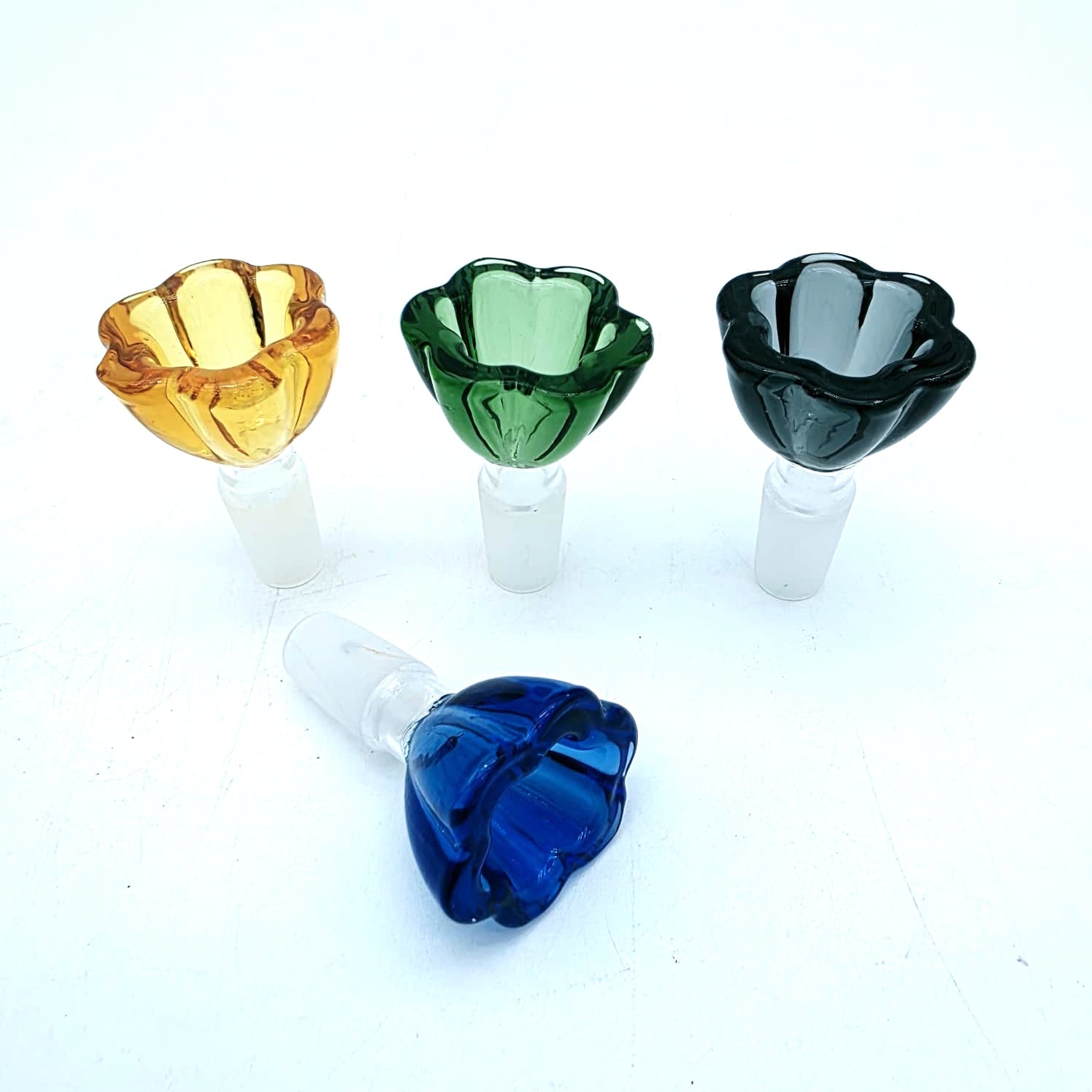 14mm MM Fancy Flower Design Glass Bowl 12 Pcs Pack