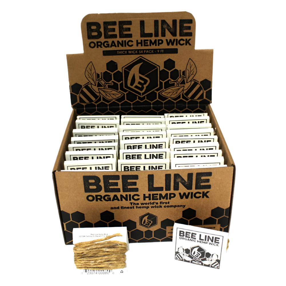 Bee Line Thick Hemp Wick 9 FT – 54 Count Pack Natural Smoking Accessory