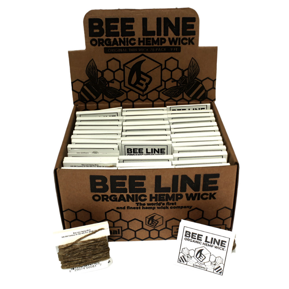 Bee Line Thin Hemp Wick 9 FT – 78 Count Pack Natural Smoking Accessory