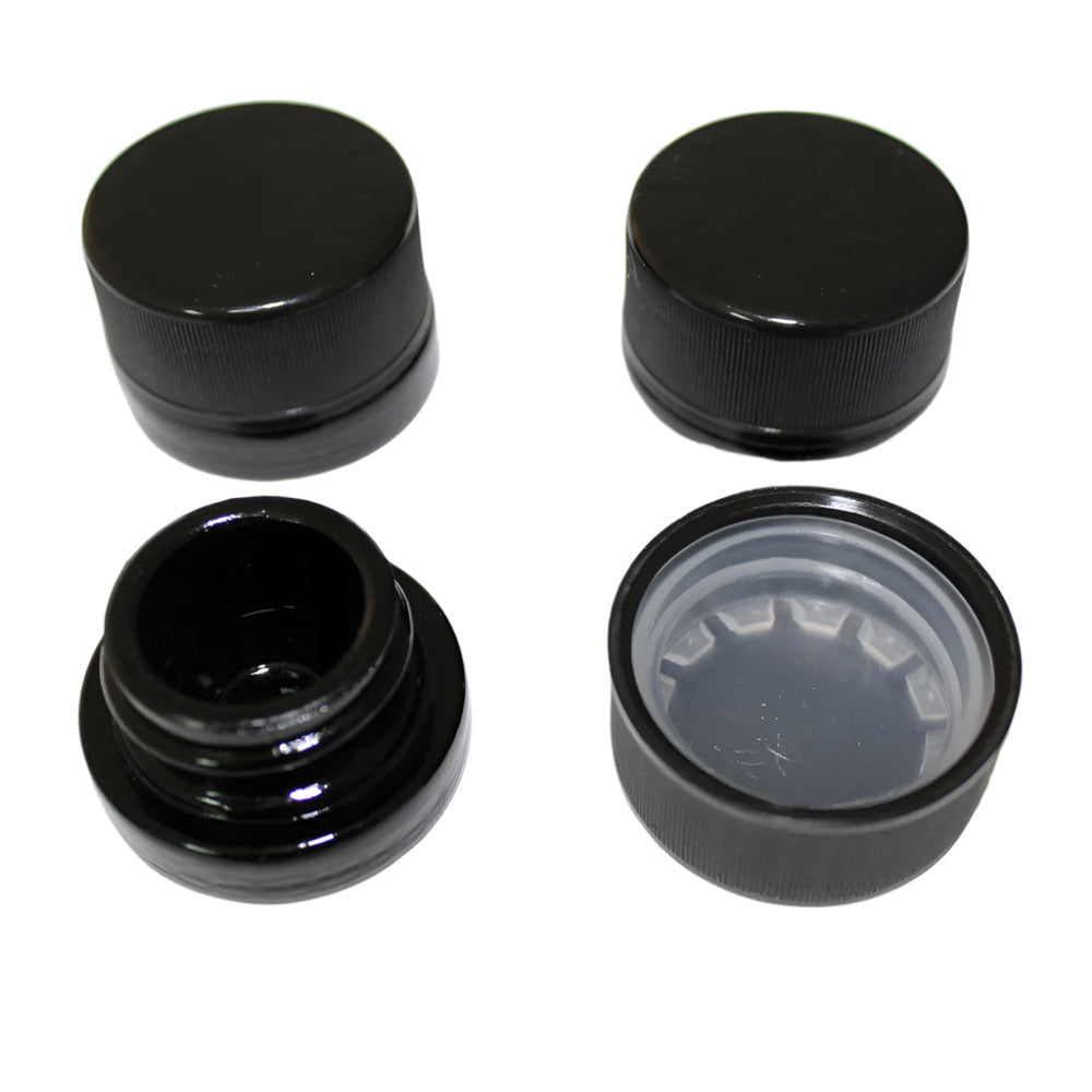 Small black glass storage container with airtight lid
