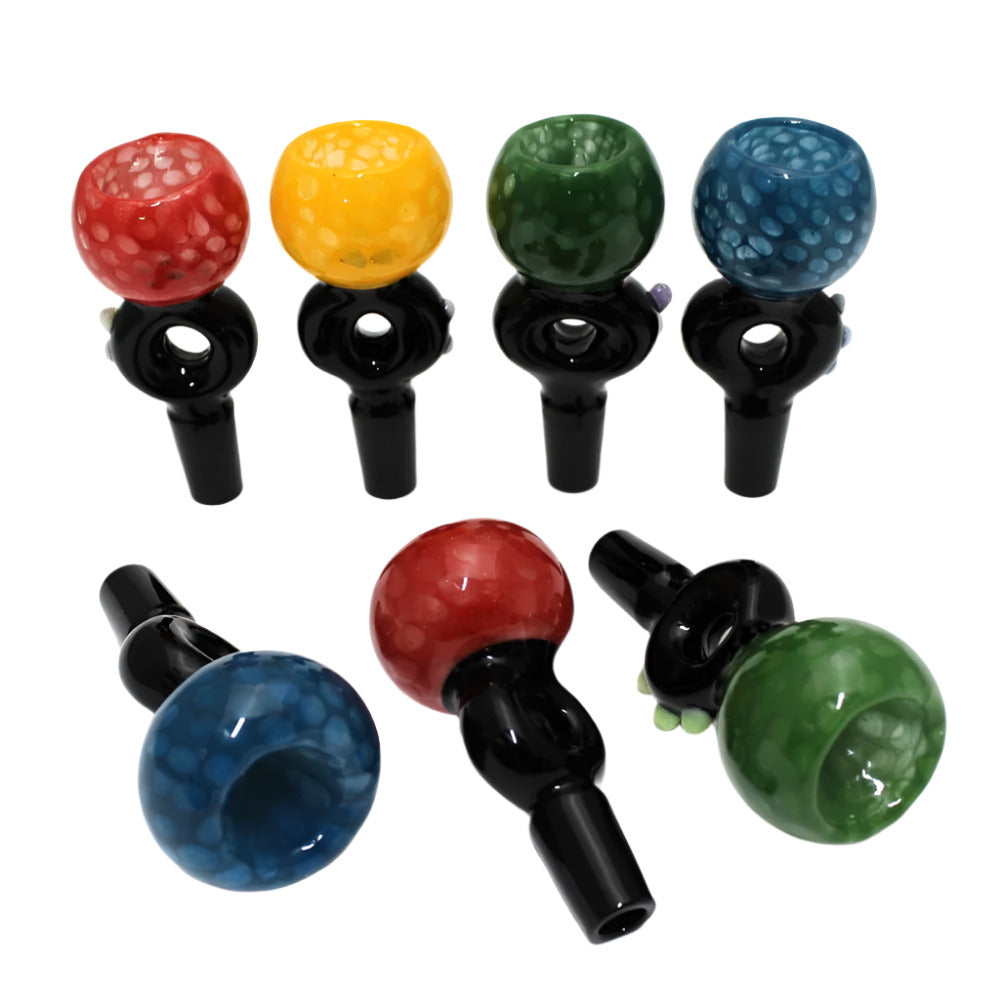 Bubble-style double color glass bowl with donut design, 14mm male glass-on-glass joint