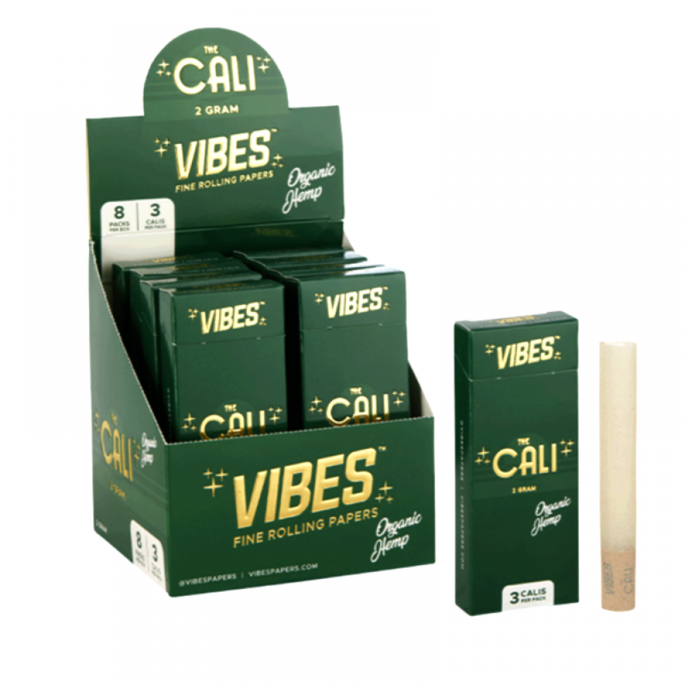 Cali Vibes Cones Organic Hemp 2 gram 8 Packs Per Box 3 Calis Per Pack