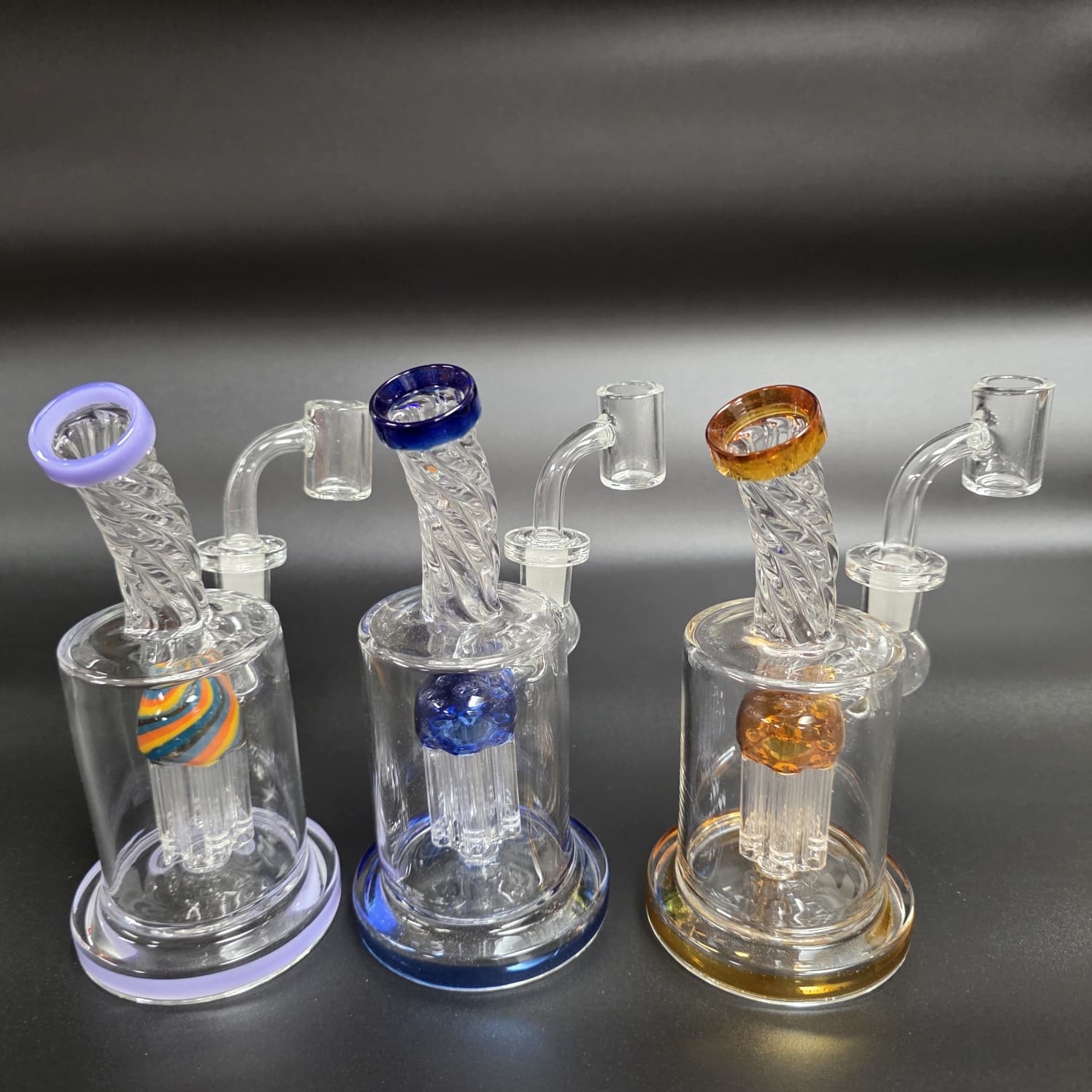 6'' Tree Percolator Twisted Top Dab Rig Water Pipe With 14 MM Male Banger