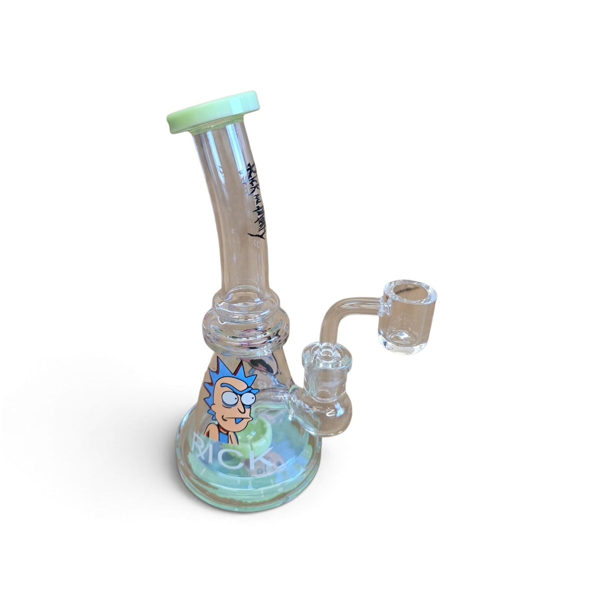 7'' RM Decal Tube color Dab Rig Water Pipe W/ 14 MM Male Banger