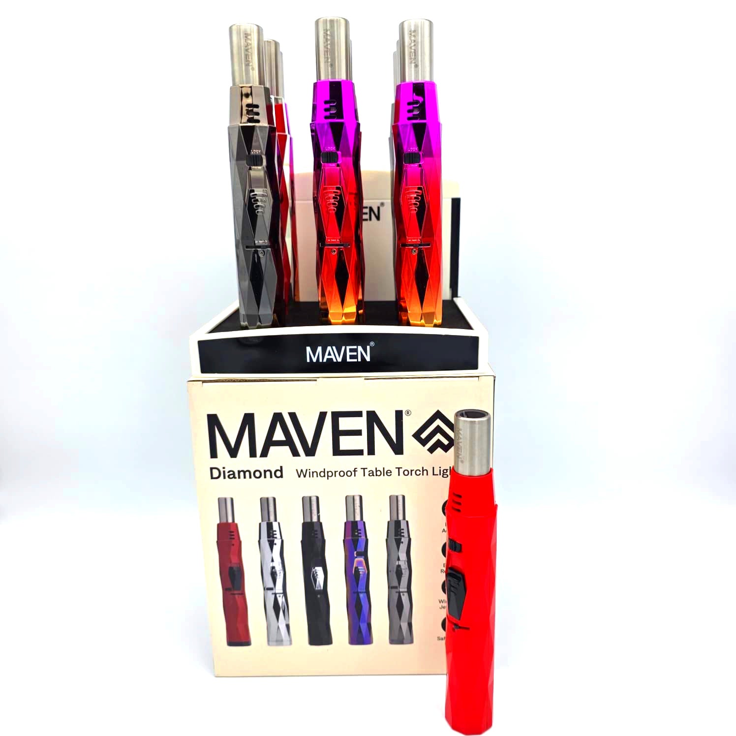 ITEM # 99- D138 Maven Diamond Design Windproof Table Torch 9 Pcs Per Display