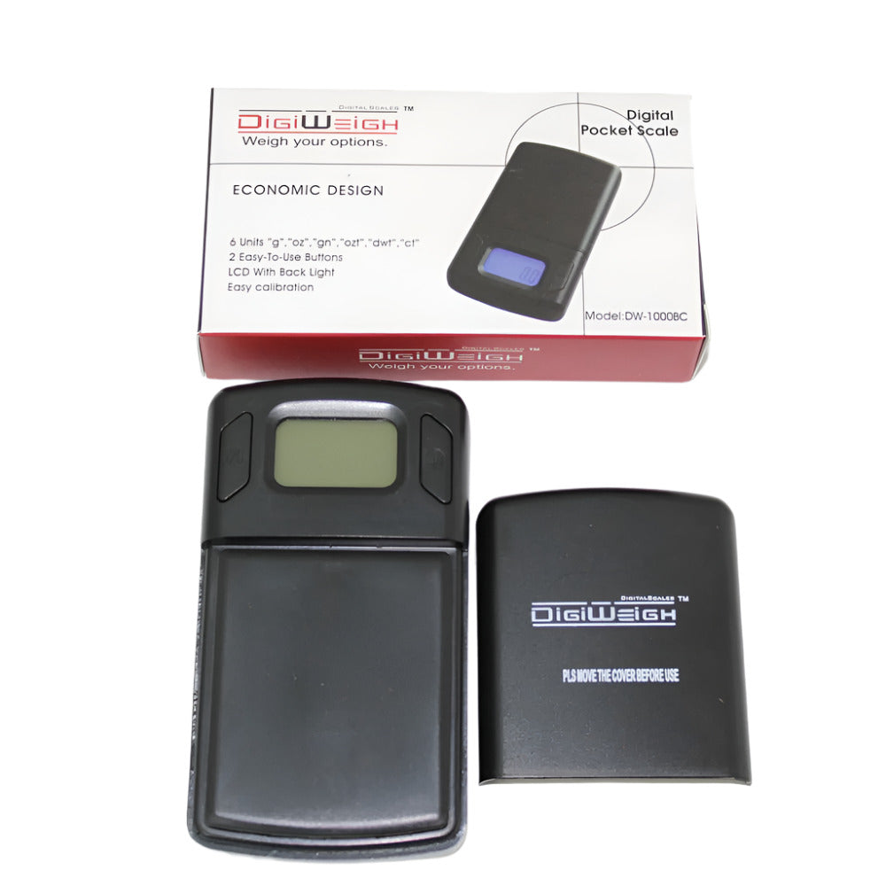 DW-1000BC DiGiWEIGH 1000g x 0.1g Economic Design Pocket Scale – Digital Portable Scale