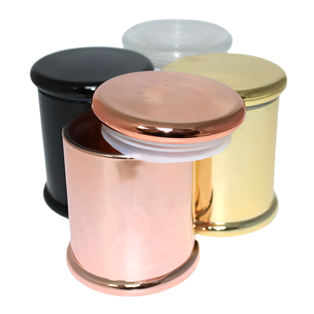 Large glass jar with lid in assorted colors for storage or decor