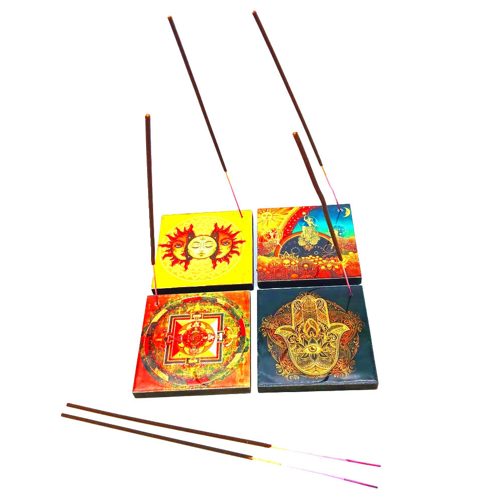 4'' Square Shape Incense Burner With Picture Art Design 4'' / 4''