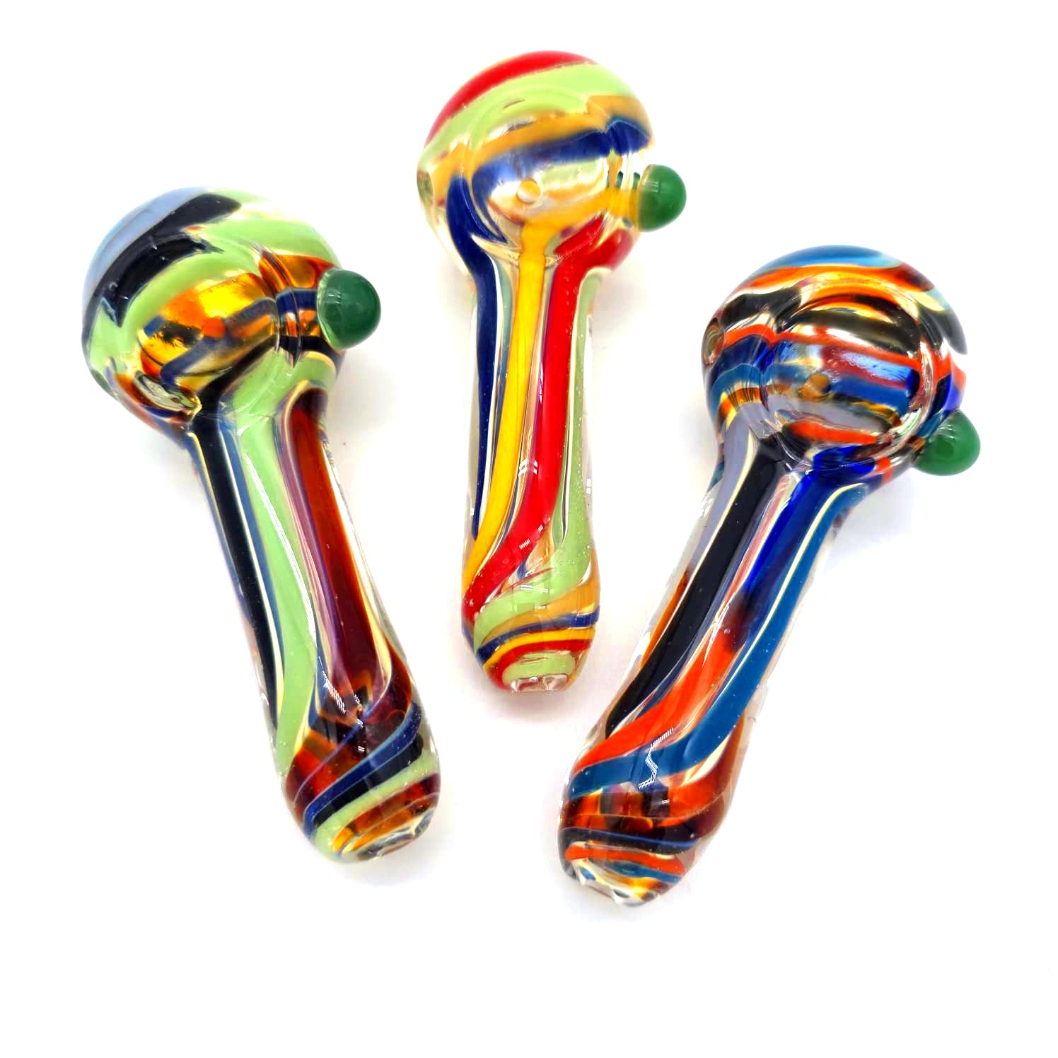 4" Thick Heavy Duty Multi Color Glass Hand Pipe