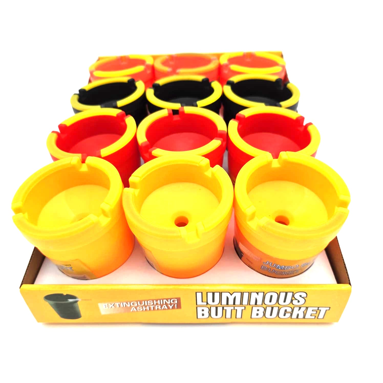 LUMINOUS BUTT BUCKET ASHTRAY 12 PER PACK