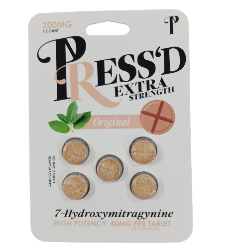 PRESS'D Extra Strength 7 Hydroxymitragynine Original 40MG Per Tablet 5 Count 200MG