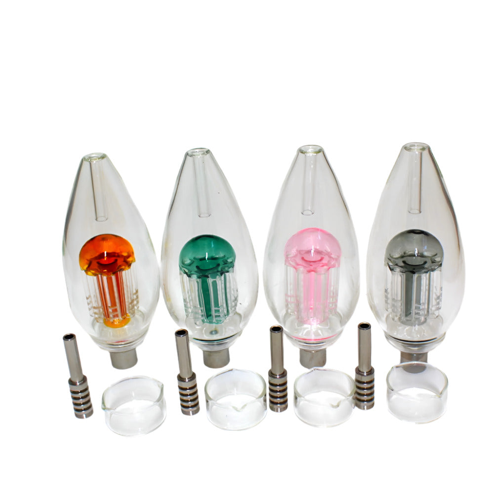 Oval-shaped dab straw kit with screw-in titanium nail