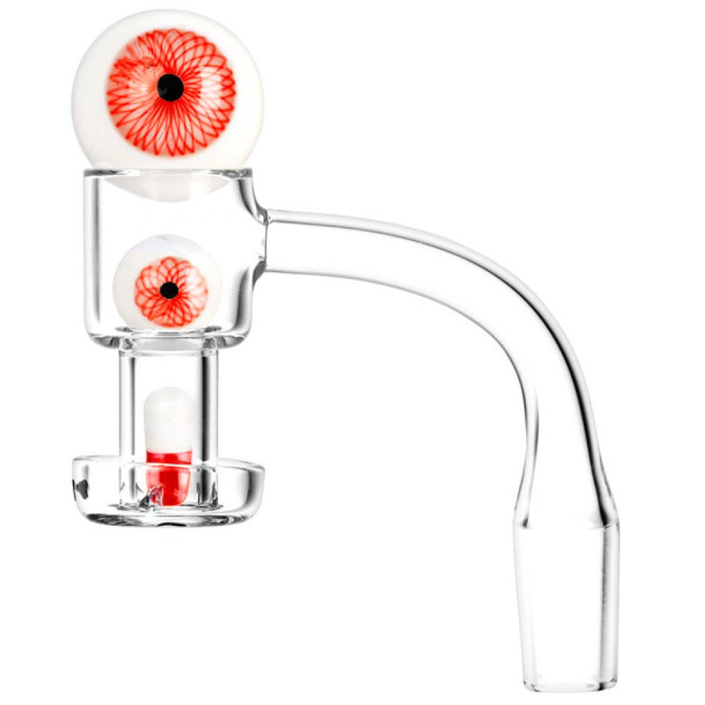 Premium vacuum quartz banger set with eyeball carb cap for 14MM male joint ensuring smooth and flavorful performance.