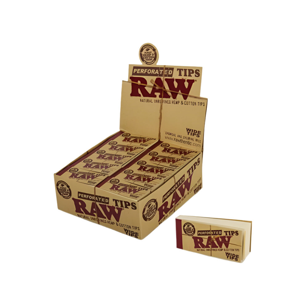 RAW perforated wide rolling tips, 50 count pack