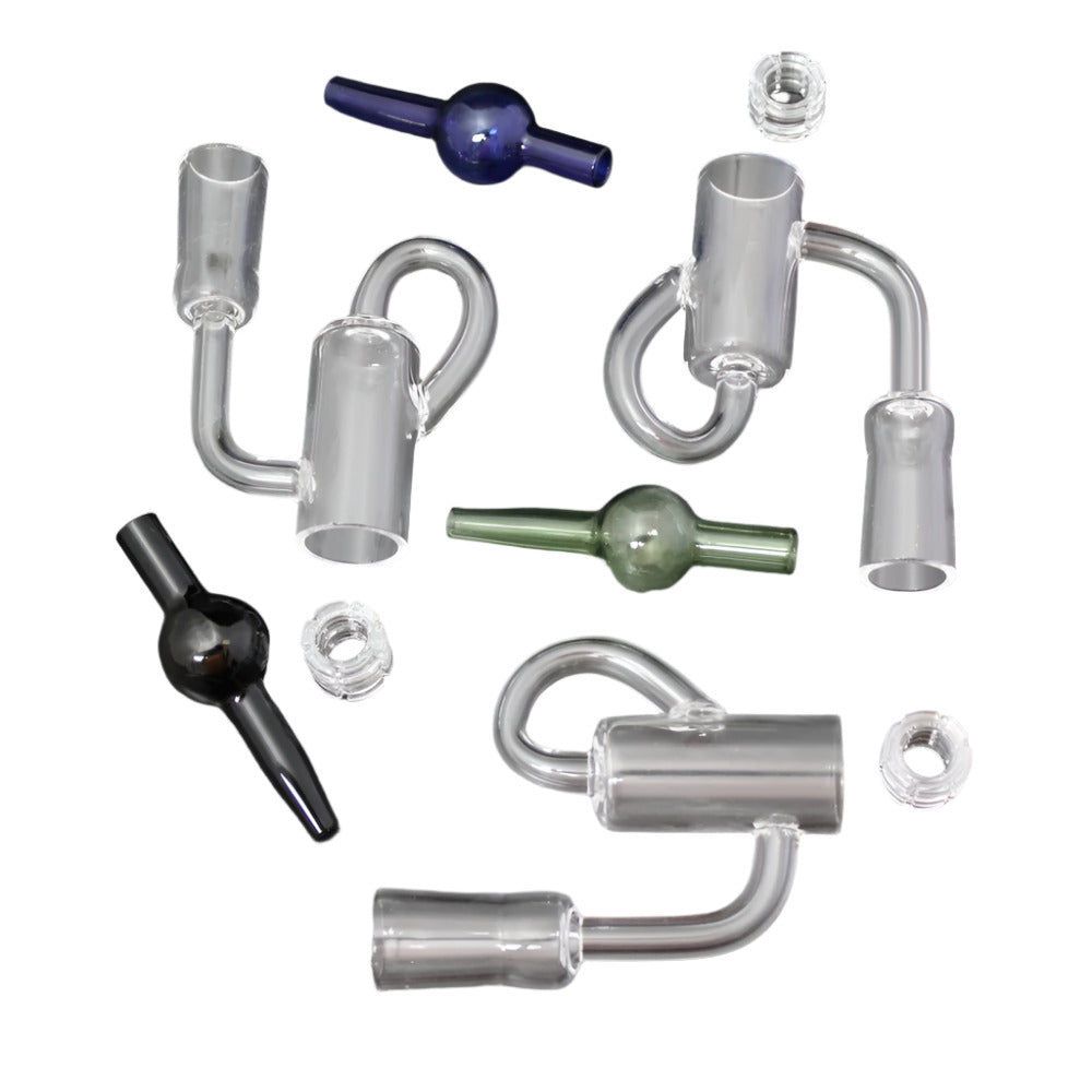 Quartz banger nail set with recycling design, 14mm female joint, and carb cap